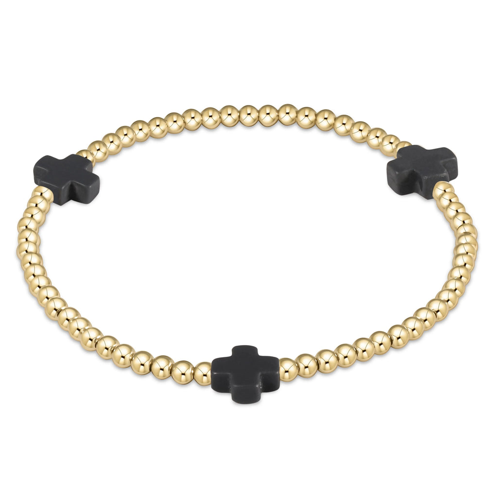 
                      
                        Signature cross gold pattern 3mm bead bracelet (Charcoal)
                      
                    